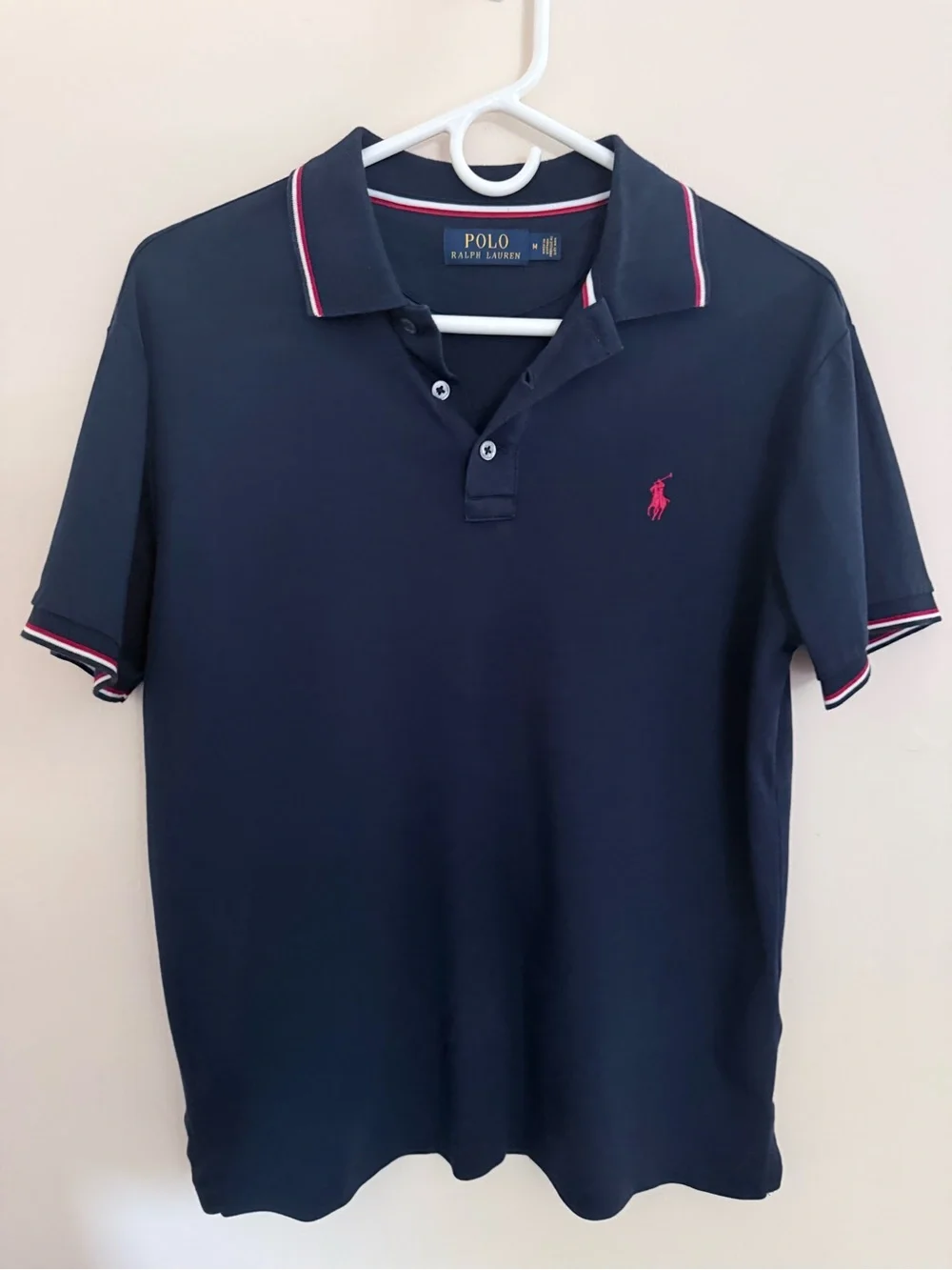 Polo Ralph Lauren Classic Fit Mens Navy Tipped Mesh Short Sleeve Polo size M
